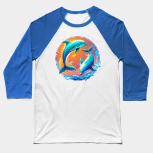 Duotone Dolphins Doing Tricks Baseball T-Shirt